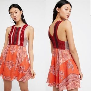 Free People Katie’s Red Combo Crochet Mini Dress